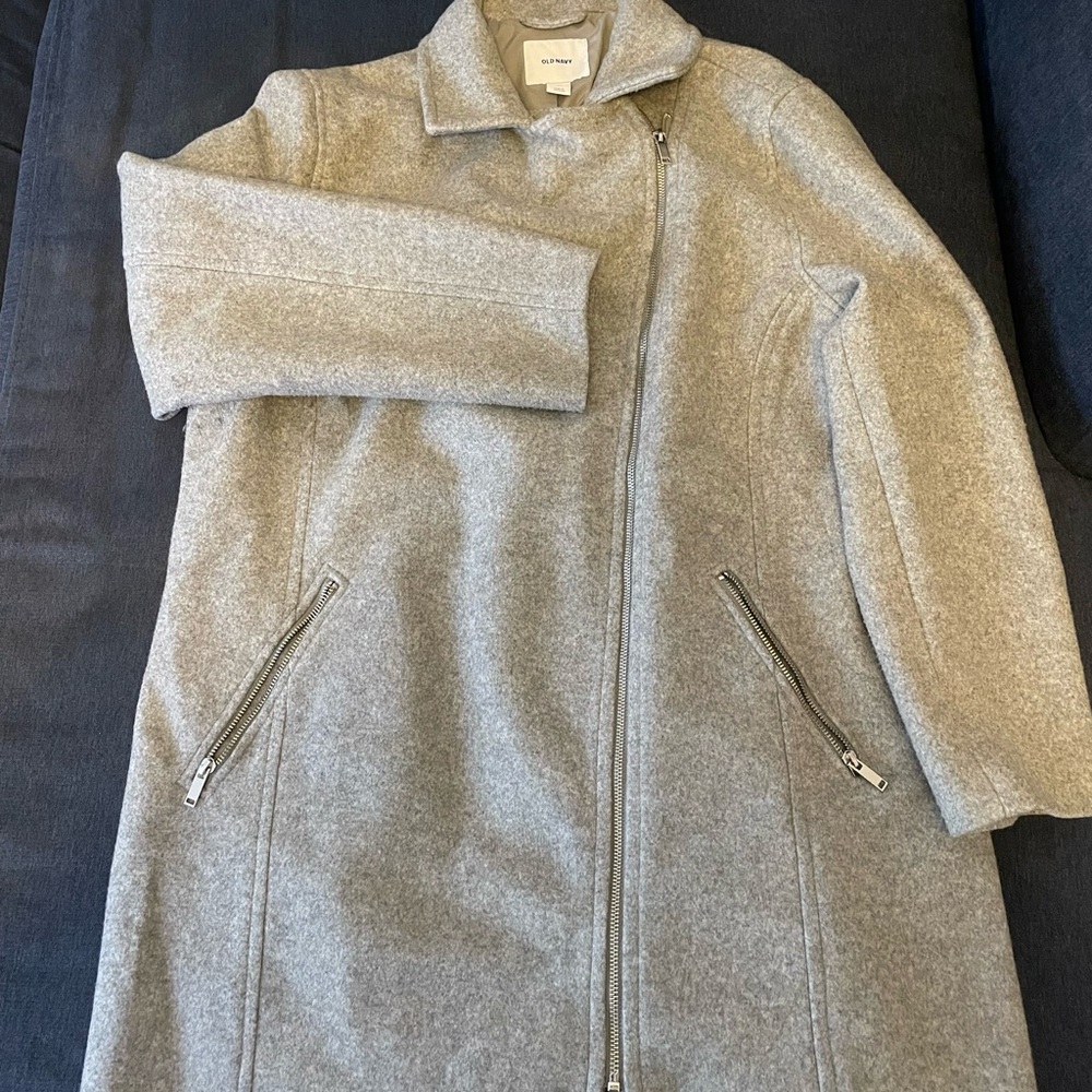 Old Navy Gray Moto Trench Coat